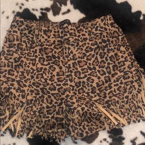 Leopard Fringe shorts
